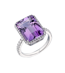 Без бренда Кольцо No name 7.10 ct Purple Amethyst Emerald Cut & Diamonds 