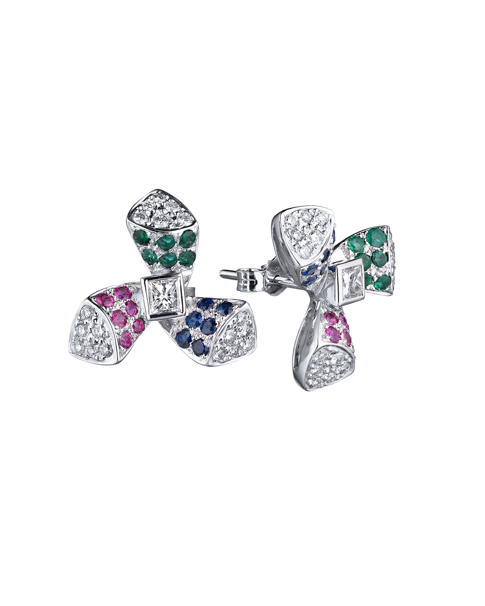 Ralfdiamonds Серьги Ralfdiamonds Emerald & Ruby & Sapphire & Diamonds 