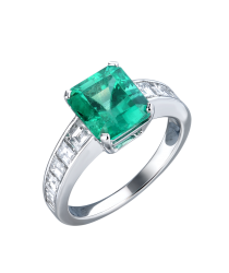 Без бренда Кольцо No name Natural Emerald 3.19 ct Vivid Green/VS & Diamonds 1.25 ct 