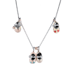 Aaron Basha Aaron Basha LadyBug Necklace & 4 Baby Shoe Enamel 