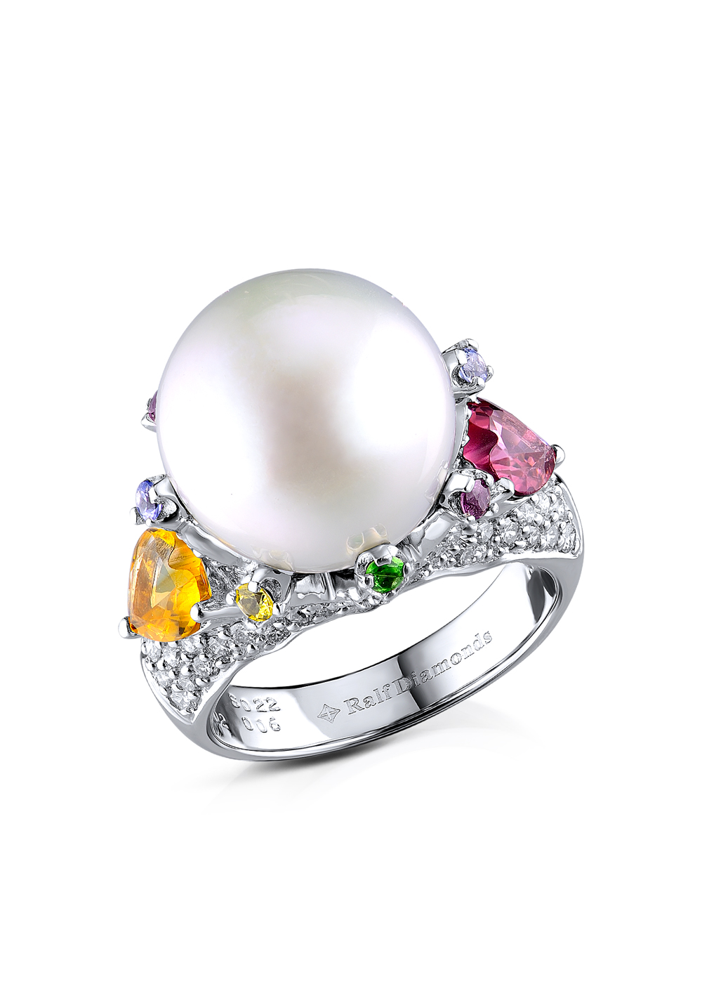 Ralfdiamonds Кольцо White Gold 13.5 mm Pearl Diamonds Ring 