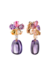 Bvlgari Серьги Bvlgari Diamond Sapphire Amethyst Flower Earrings 