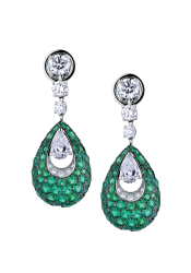 Graff Серьги Bombe Pavilion Emerald and Diamonds Earrings 