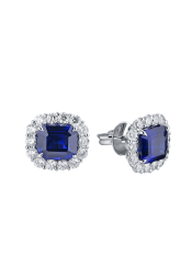 Maximilian Серьги Maximillian 2 Natural Sapphires 3.74/3.65 ct Vivid Blie Madagascar Earrings 