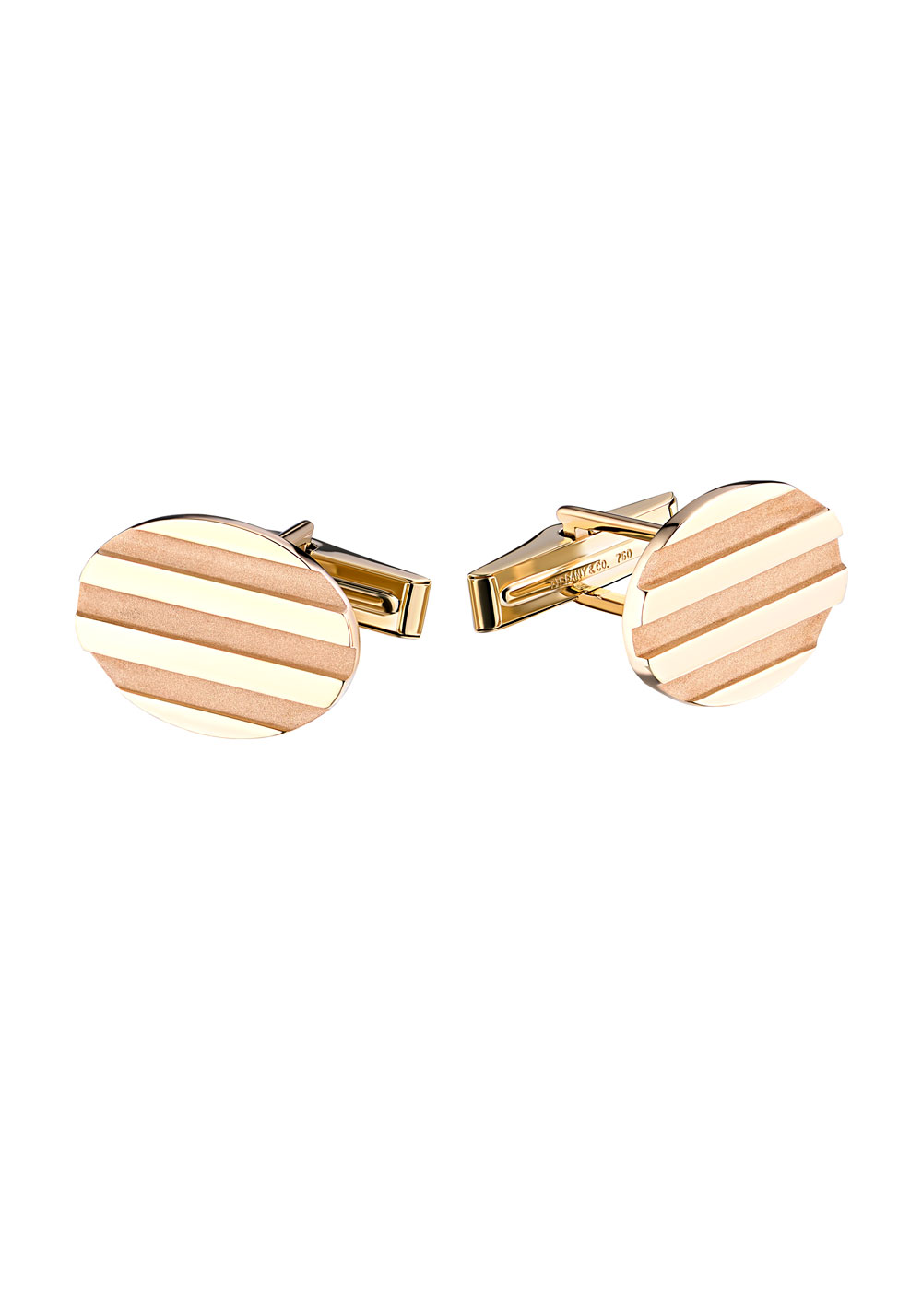 Tiffany & Co Запонки Atlas Grooved Oval Yellow Gold Cufflinks 1995