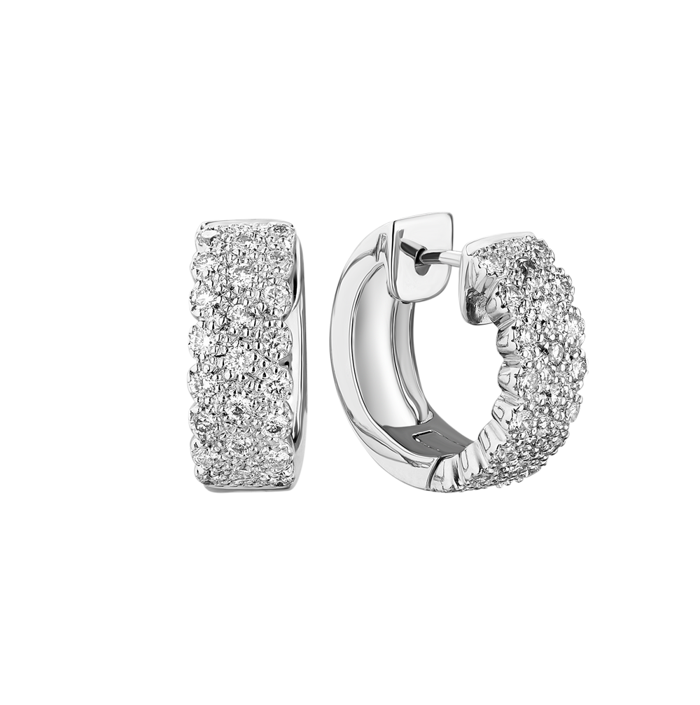 Без бренда Серьги No name 0,70 ct G/SI1 White Gold & Round Diamonds Hoop 