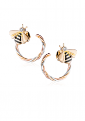 Cartier Серьги Vintage Tricolor Gold Bumble Bee Hoop Earrings 