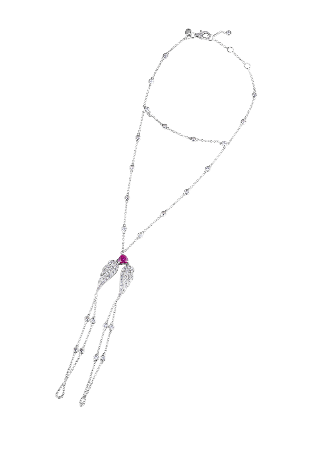 Yana Слейв-браслет из белого золота с бриллиантами и рубином 150/09W-0547 150/09W-0547